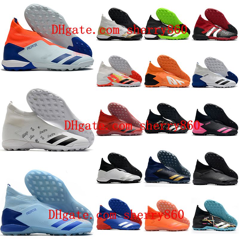 

2021 Mens soccer shoes PREDATOR 20.3 Laceless TF cleats Turf football boots Tacos de futbol high ankle Sneakers, As picture 4