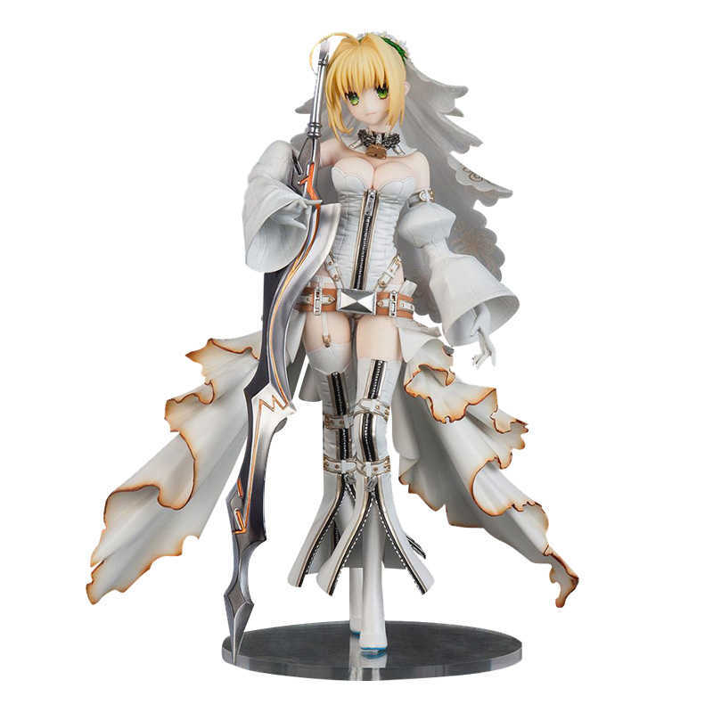 

25CM Flare Fate/Grand Order Saber Nero Claudius Bride Anime Figure PVC Action Figure toy Modle Toys Sexy Girl Collectible Doll Q0722, No retail box