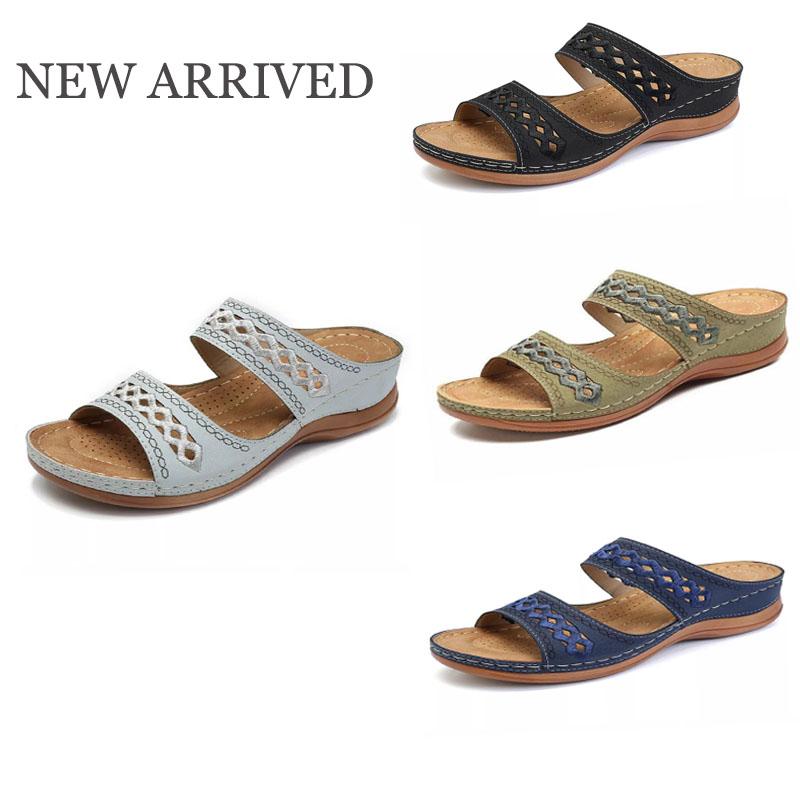 Smart Home Control Women Shoes Platform Sandals Non-Slip Orthopedic Open Toe Vintage Casual Female Quality Weave Heel Outdoor Thick Bottom F-image-745226939