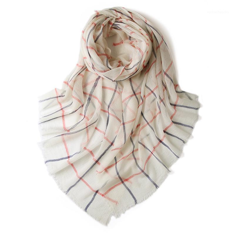 

Scarves Luxury 2021 Pure Wool Scarf For Women Yarn-dyed British Plaid Inner Mongolian Spring And Autumn Four Seasons Female