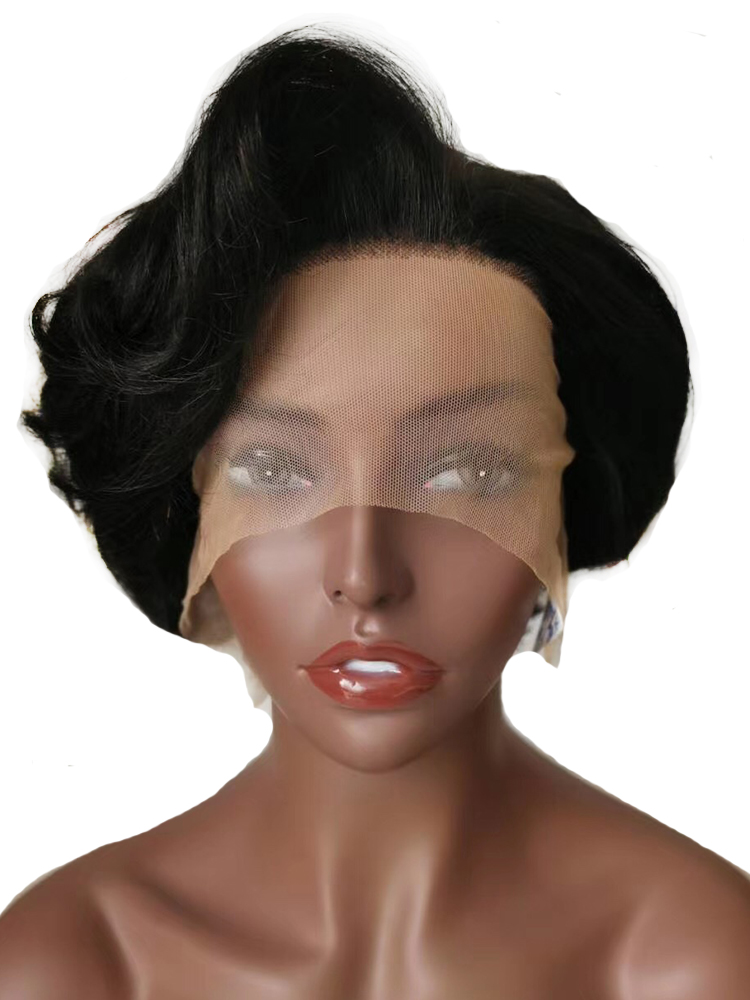 

dreamdianan 100 brazilian hair wigs short pixie cut ombre curly lace front wig remy human hair water wave 13x4 lace frontal wig, Natural color
