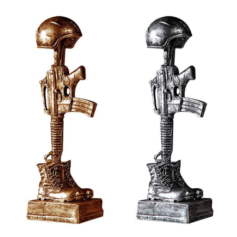 

Decorative Objects & Figurines Creative Warrior With Gun Figure Miniature Model Home Decoration Accessories Vintage Desktop Ornament Gift