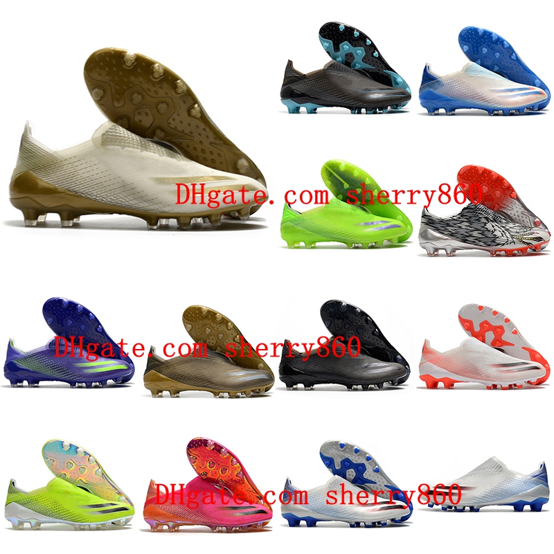 

Mens High Tops Soccer Shoes X Ghosted AG Firm Ground Cleats Laceless Trainers Outdoor Football Boots Black Red Blue Yellow, As picture 17