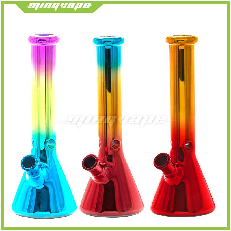 

10.2" Electroplated Glass Bong Tobacco Water Pipes 7mm Smoking Beaker Bongs Ice Catcher Bowl Oil Dab Rigs