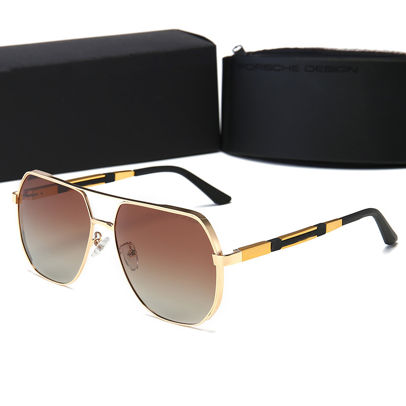 

high quality 0127 Pilot Goggles Aviator Oval Porsche Design Brand Sunglasses P 8657 Men Driving Sunglasses UV400 Blue Film Plating Porsche S, White;black