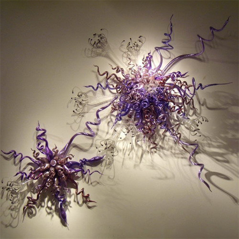 

Modern Interior Lighting Murano Flower Lamps Purple Color Arts 100% Hand Blown Glass Hanging for Bathroom Wall Sconce Lamp