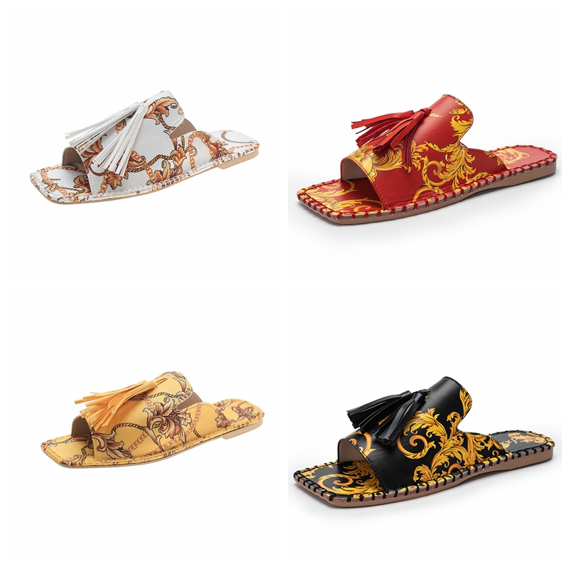 

Vintage Baroque Womens Slippers Tide Tassel Design Slide Sandals for Women Summer Fashion Outdoor Beach Shoes Flat Slipper Sandal