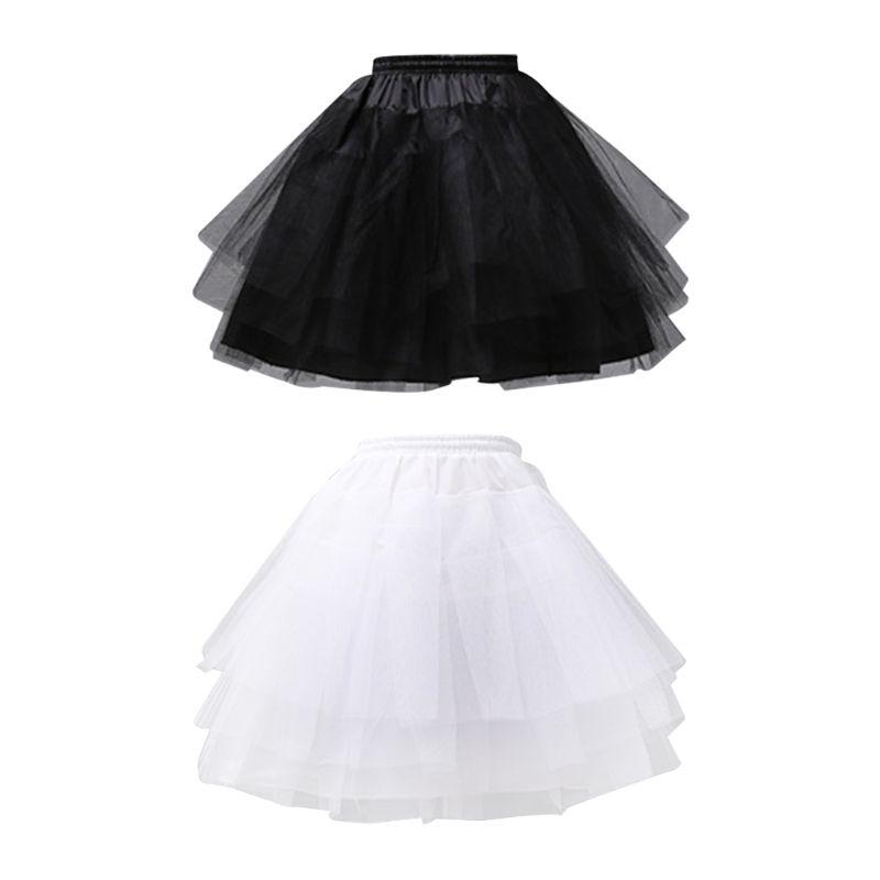 

Skirts 83XC Women Girls Solid Color Ballet Tulle Short Crinoline Petticoat Multi Layered Ball Gown Lolita Underskirt Elastic Waistband, Black