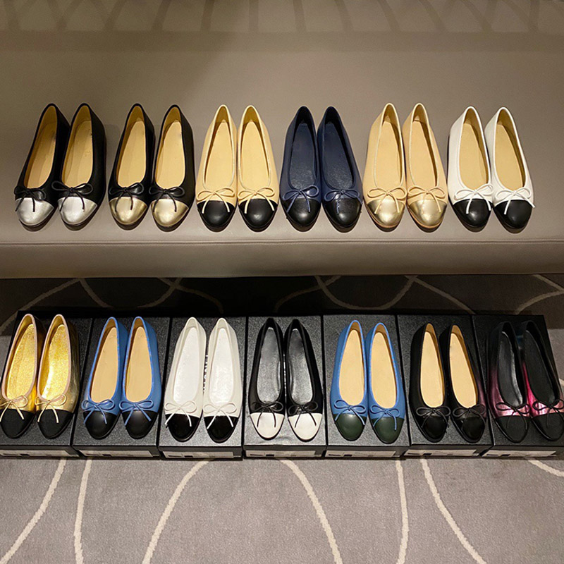 

The highest quality designer luxury ballet shoes bowknot leather flat bottom fashion casual soft low heel single large size 34-42, Black