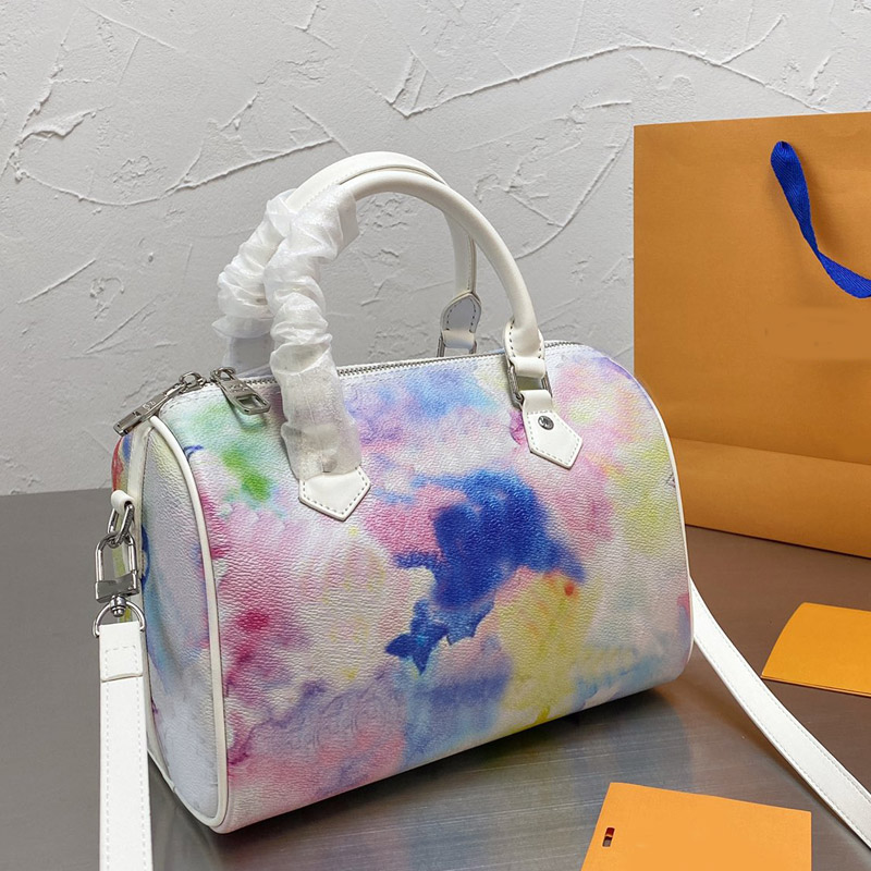 

Pillow Bag Women Handbag Totes Crossbody Bags Fashion L Letter Tie Dye Color Zipper Purse Removable Shoulder Strap Mini Travel Duffle, Box
