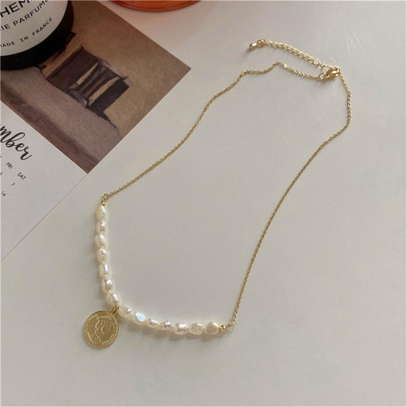 

Pendant Necklaces Romantic Pearl Round Coin For Girls Exquisite Bead Chain Choker Party Jewelry Accessories Wedding Gift