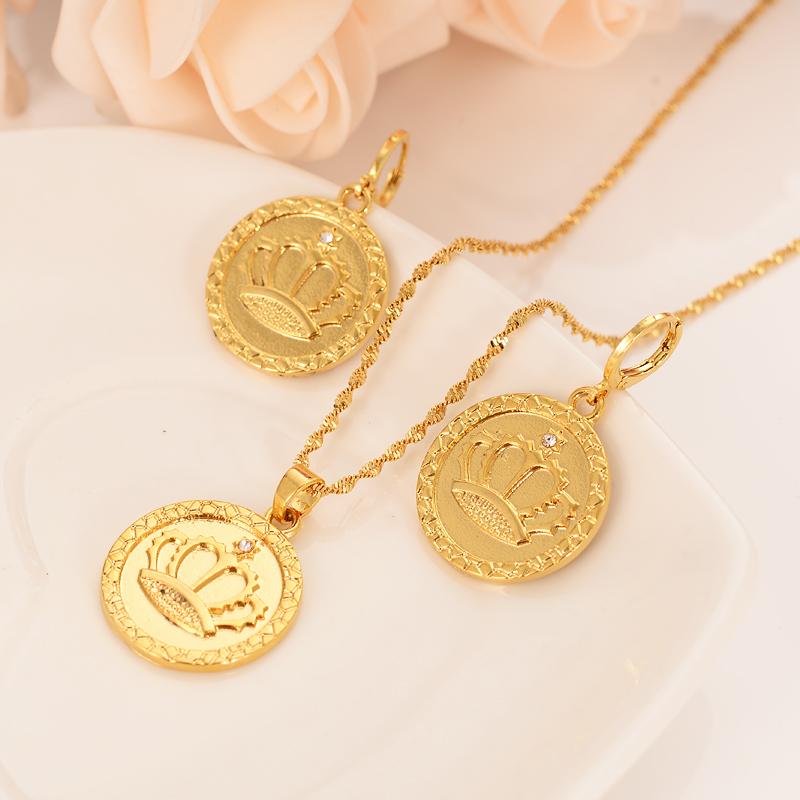 

Wedding Jewelry Sets Gold Necklace Earring Set Women Party Gift Cz Crown Daily Wear Mother DIY Charms Girls Fine, Slivery;golden