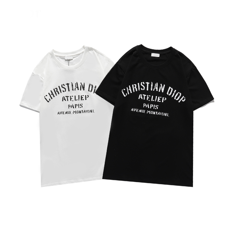 

letter New CD slogan printing couple short sleeve star T-shirt DO, White
