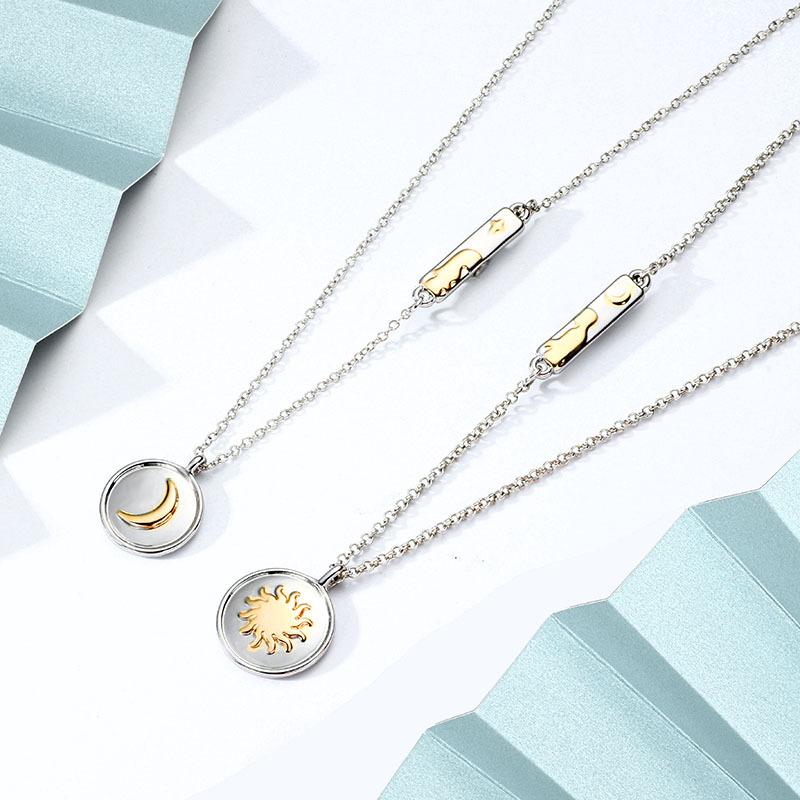 

Pendant Necklaces Moon And Star Couple Magnet Necklace Est High Polished Double Color Choker Jewelry For Lovers' YP8350