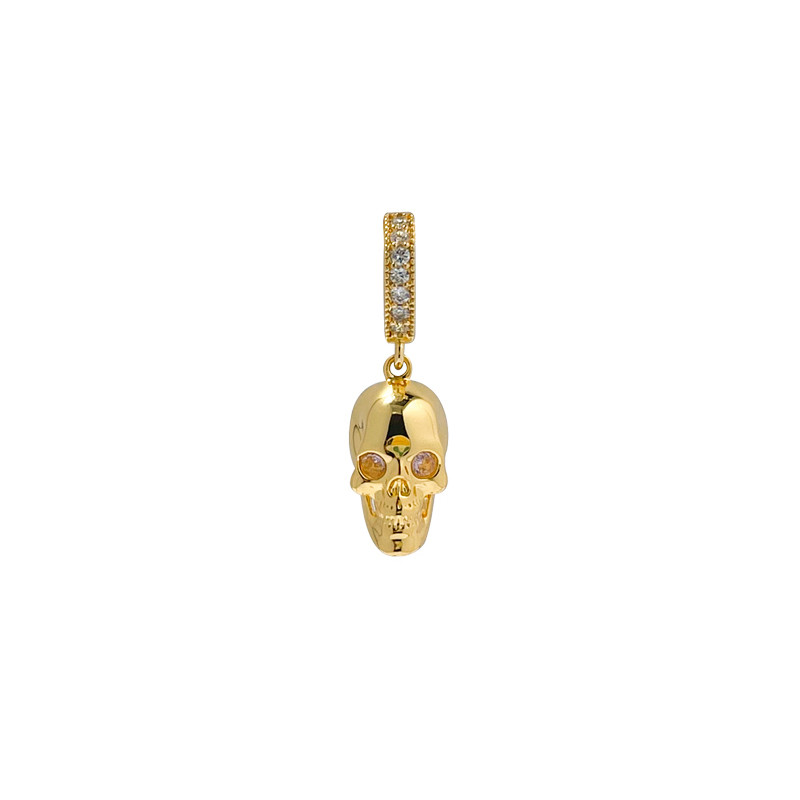 

Gold Skull Diamond Pendant Stacked Necklace Niche Hip Hop Design Fashion Long Sweater Chain Wild Jewelry Accessories