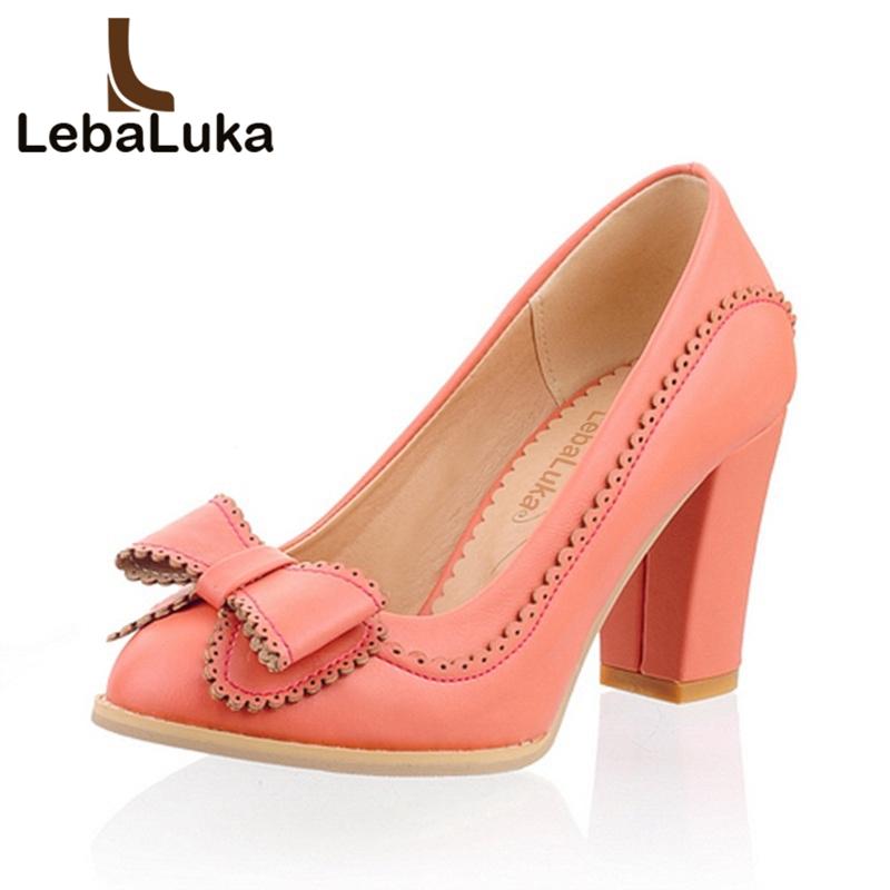 

Tuyoki Size 34-43 Women's Bownot High Heel Shoes Women Ruffle Round Toe Thick Heels Pumps Party Daily Office Ladies Footwears Dress, Black