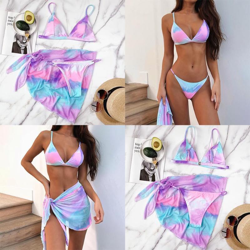 

Tie Dye Bikini Women Swimwear Female Swimsuit 2021 Swim With Pieces Set Bathing Wear Three Suit Sexy Bather Saro Q6Q4 Women, As the picture