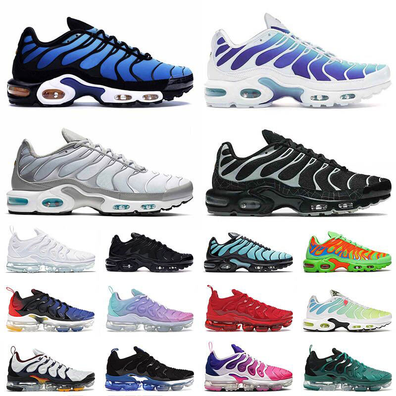 

2021 TN Plus SE Mens Womens Running Shoes Trainers Triple Black Hyper Blue Bleached Aqua Smoke Grey Oreo Rainbow Outdoor Sport Sneakers 36-47, C27 have a day 40-46