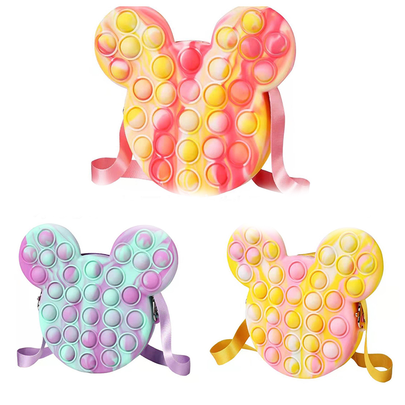 

DHL Fidget Toys Sensory Bubble Bretelle Shoulder Bag Cellphone Straps Finger Push Phone Pouch Case Change Coin Purse Decompression Toy for Girls Kids