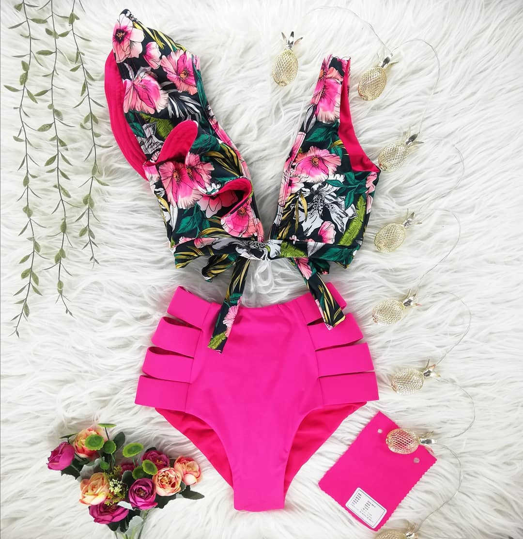

High Waist Bikini Swimwear Women Swimsuit Ruffle Bikinis Set Swimming Suit Bathing Suit Summer Biquini Beachwear 210629, Na19762y2