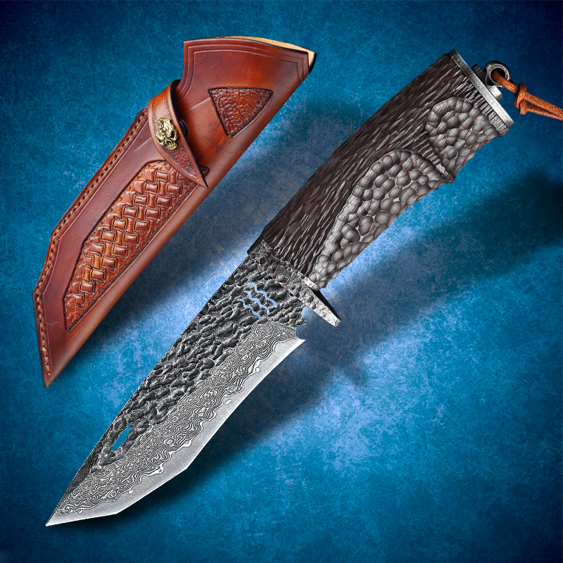 

VG10 Damascus Steel Hunting Knife Hand Tool High Hardness EDC Sharp Fixed Straight Edge Outdoor Camping Survival Tactics Fighting Equipment