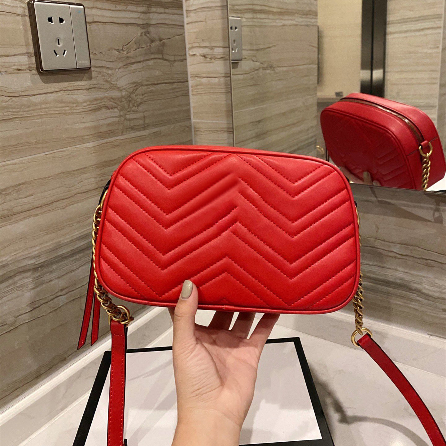 

2021 SS Duble G lady bag Back love Maemont series Women Fashion Handbags Hasp Interior Compartment Exquisite workmanship ladies Cross Body Bags Shoulder handbag, Red with logo with box