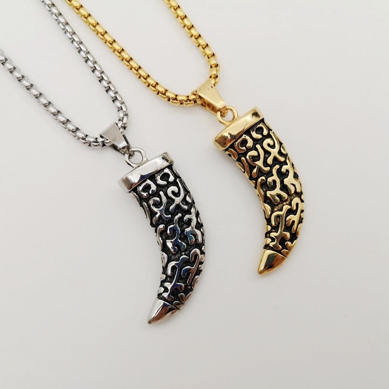 

Pendant Necklaces Tribes Decorative Wolf Tooth Necklace Vintage Gold 316L Stainless Steel Animal For Men