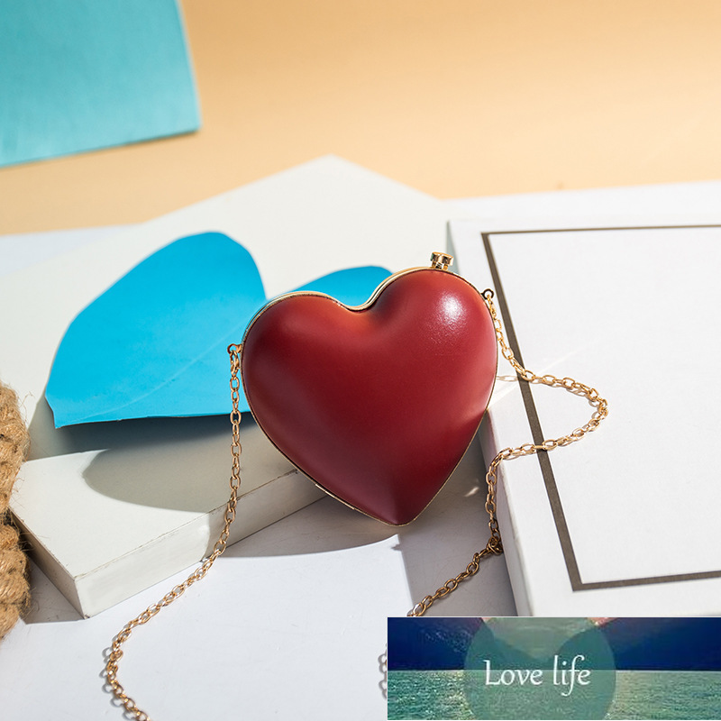 

New Mini Shoulder Bag Chinese Valentine's Day Gift Red Heart-Shaped Lover Chain Female with Hearts, As pic