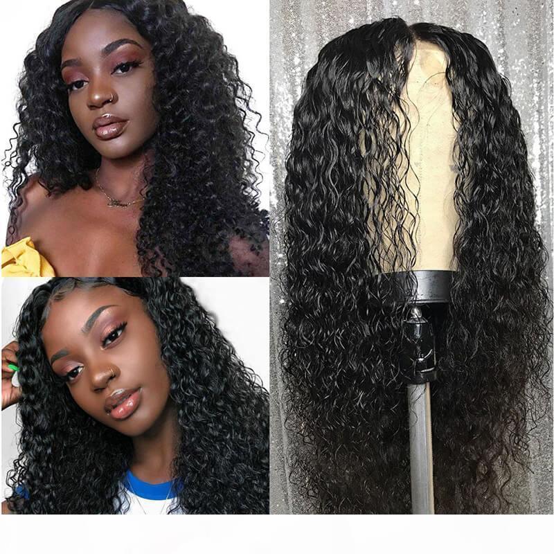 

360 Frontal Full Lace Human Hair Wigs Pre Plucked With Baby Hairs Water Wave Virgin Peruvian Glueless 360 Frontal Lace Front Wig Cheap, Black;brown