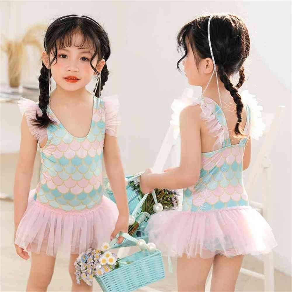 

2-4 Year Old Baby Girls Mermaid One-piece Swimsuit Children's Bathing Suit Summer Beach Lace Princess Swimsuit Tankinis Clothes G61MQIL, Green