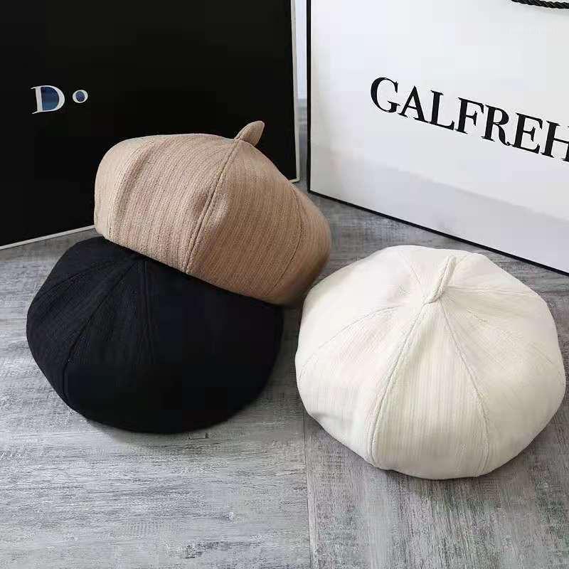

Berets 2021 Lady Autumn And Winter Hats For Women, Korean Pure Color Wool Hat Women's Cap, White