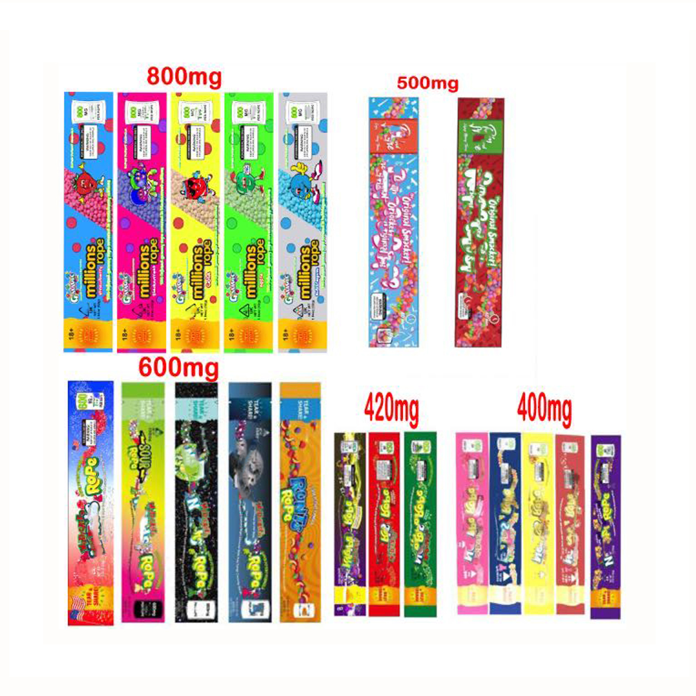 

Empty 800mg Millions Rope Bags Millionz Bitez Bags 500mg 420mg 400mg 600mg Rope Bags Edibles Mylar Bag Wholesal