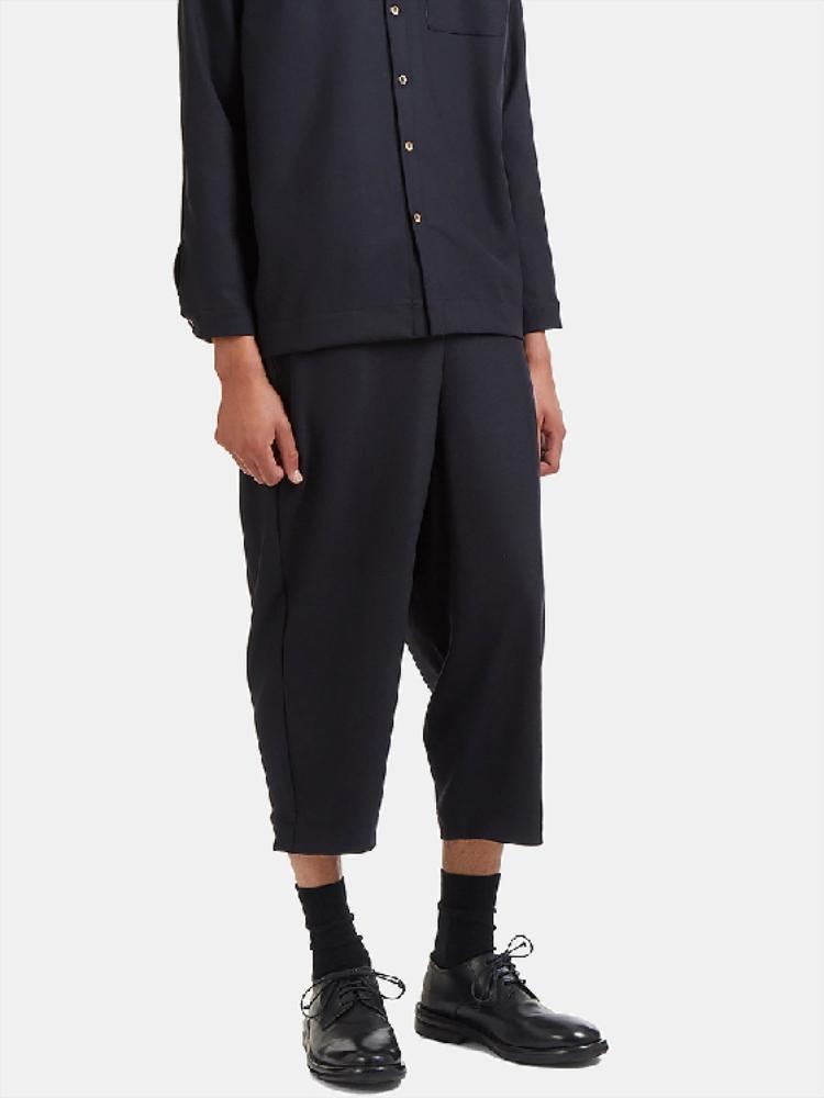 

Men' Pants Nine-Minute Casual Taper Spring And Autumn Black Elastic Waist Loose Fashion Versatile Radish