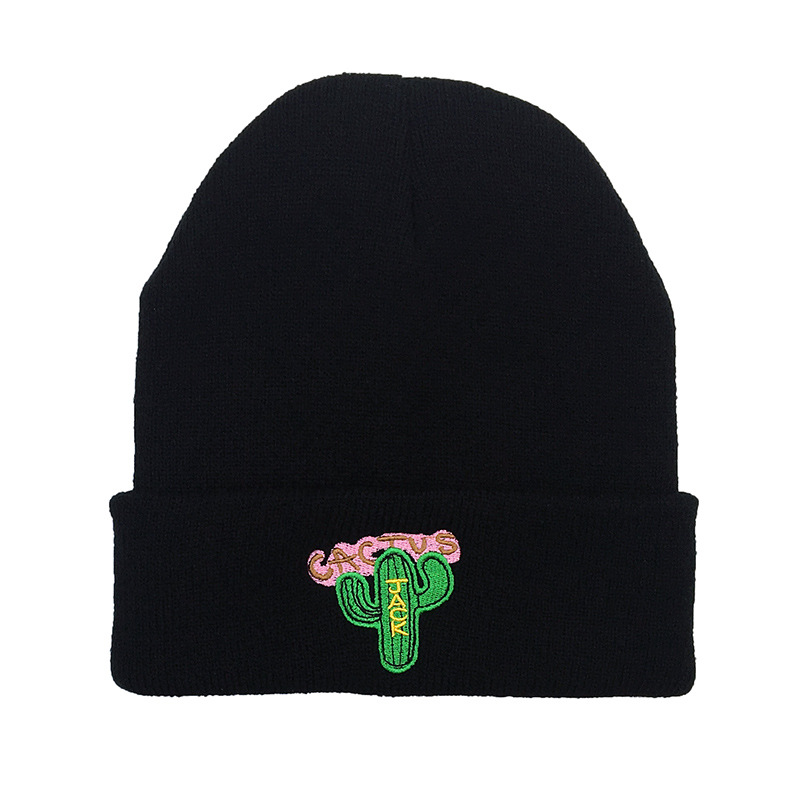 

Embroidered knit caps Cactus Jack Men and Women Couple Travis Scott Letters Winter Hats, Black