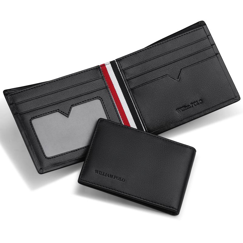 

Wallets WilliamPOLO 2021 Brand Men Genuine Leather Slim Bifold Holder Male Pocket Purse High Quality Clutch Bag, Red;black
