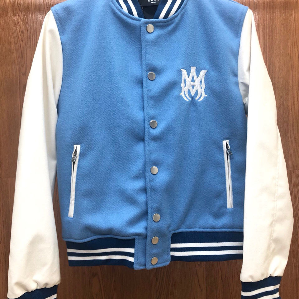 

2021a High Quality Miri New Embroidery Color Blocking Pilot Men' and Women' Jacket Blue Coat Baseball Suit Autumn and Winter