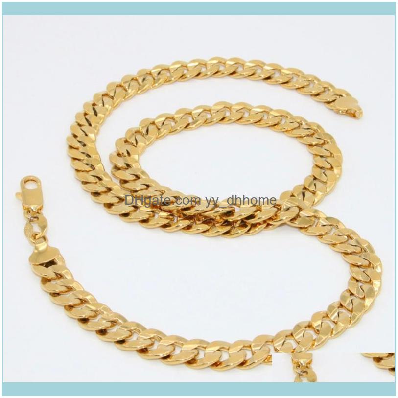 

Chains Necklaces & Pendants Jewelrychains 9Mm Mens Necklace Yellow Gold Filled Flat Cut Curb Link Chain 24 Inches Long Drop Delivery 2021 Lj