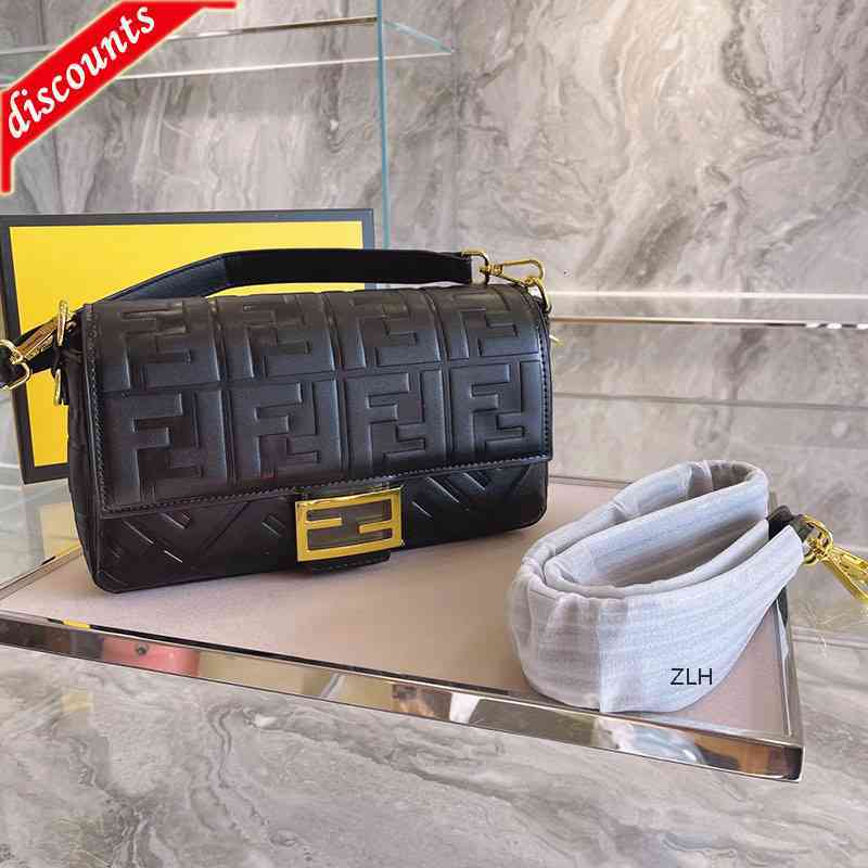 

Women luxurys designers FF embossed leather baguette middle ancient French stick single shoulder underarm Crossbody Bag portable female