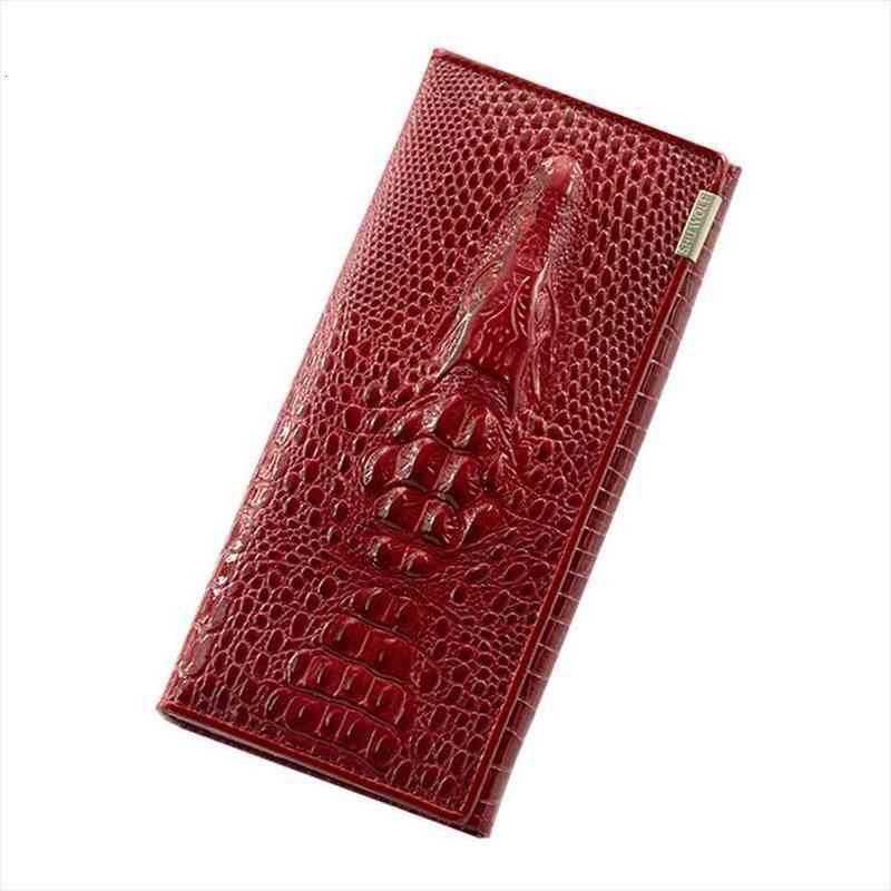 

women wallets fashion lady wristlet handbags long crocodile skin money bag fallow coin purse cards id holder clutch woman wallet, Red;black