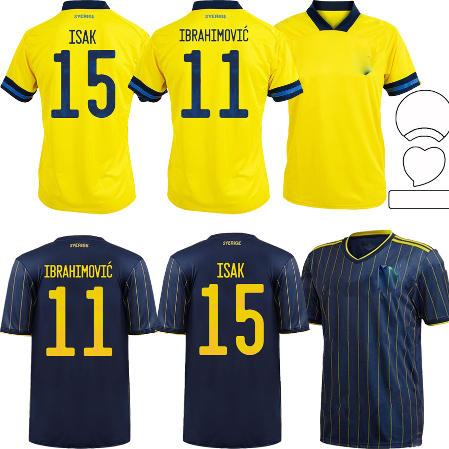 

2021 Sweden National Team IBRAHIMOVIC FORSBERG Mens Soccer Jerseys LARSSON EKDAL ISAK Home Away Football Shirts men Short Sleeve, Black