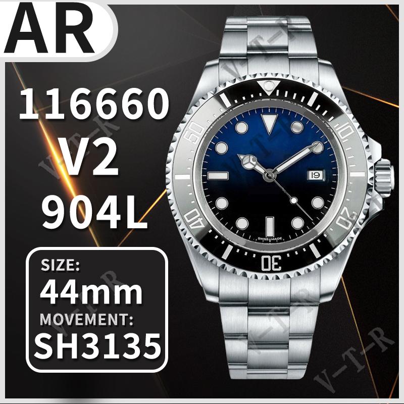 

Wristwatches Men's Automatic Mechanical Watch 44MM Sea-Dweller 116660 "D-BLUE" ARF 1:1 Edition 904L SS Case And Bracelet SH3135 V201