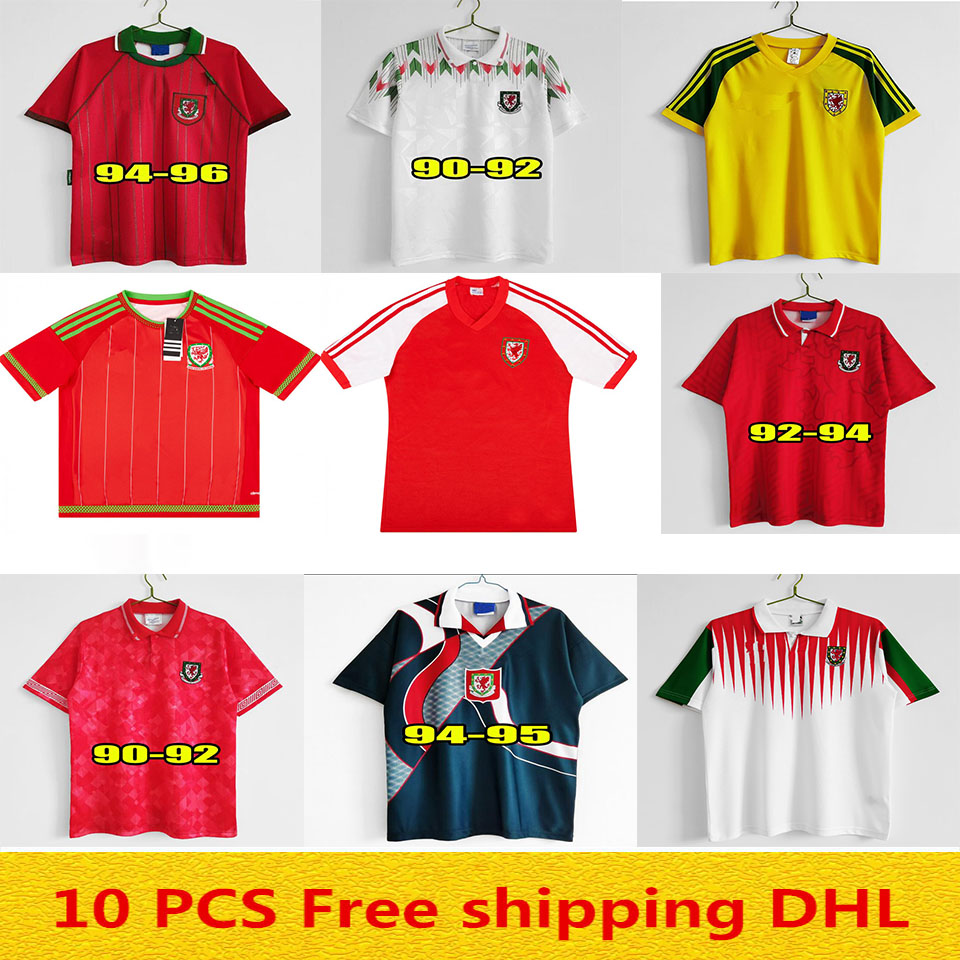 

15 16 1990 1992 1993 1995 1996 1998 Wales retro soccer jersey 95 96 98 Giggs Hughes Saunders Rush Boden Speed vintage classic football shirt, Black;yellow