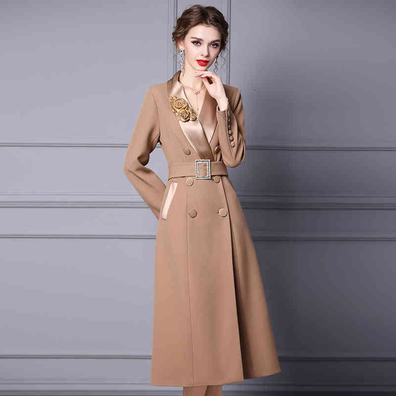 

Casual Dresses Zhili gentle wind dress chic flower winter lean thickened coat long skirt XVJH, Black