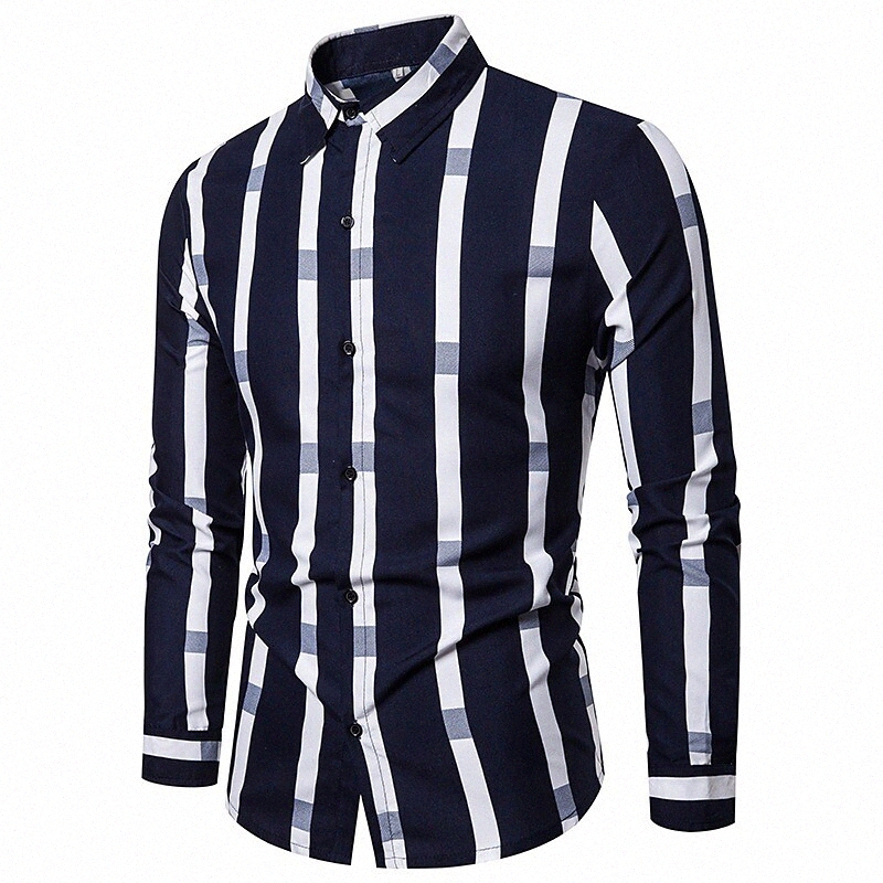 Men's Shirt Striped Collar Street Casual Button-Down Print Long Sleeve Tops Casual Fashion Comfortable White Black Red / Spring / Summer v7gV#