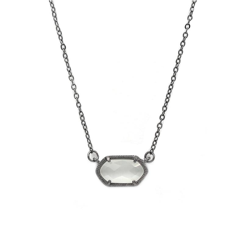 Pendant Necklaces 2021 Selling Black Tone Classic Small Geometric Cats Eye Stone Necklace Mini Choker-image-708597891