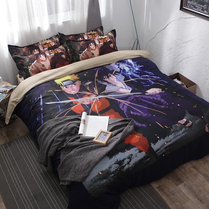 

Bedding Sets Cartoon Japanese Anime Naruto Black 3pcs Bedclothes Duvet Cover Quilt Pillow Cases For Children Room, Style 2