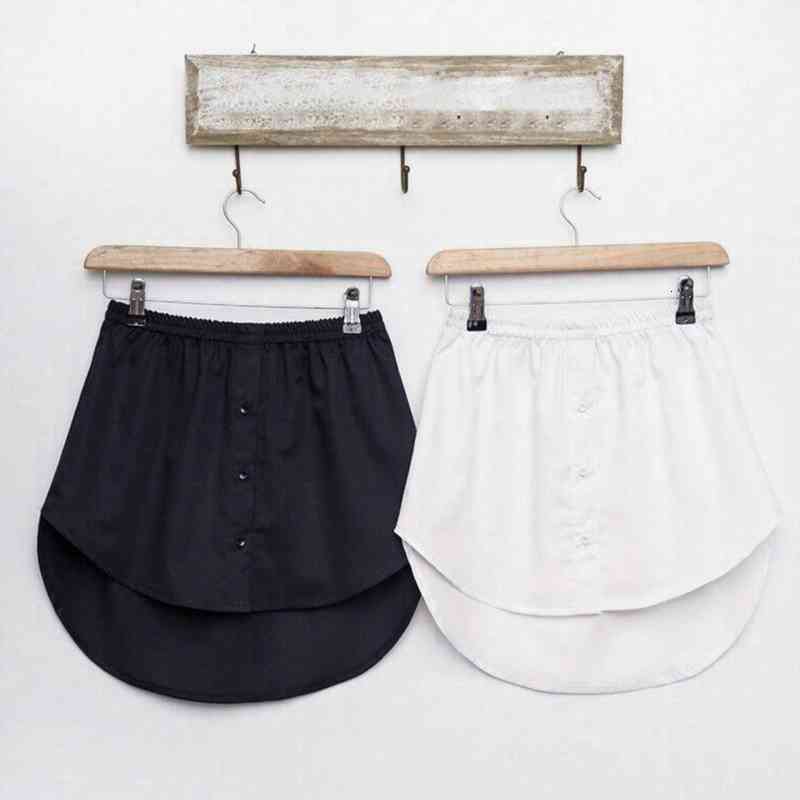 

Women Fake Shirt Irregular Skirt Blouse Tail Hem Detachable Underskirt A Shirt False Mini Skirt Fake Hem Half-body Befree Skirts, Black