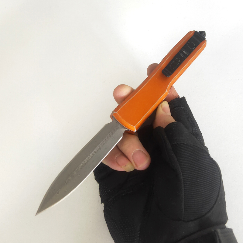 

Limited Customization Version Tactical Hunting Knife High Quality Damascus Blade Carbide Orange CNC 7075Aluminum Handle Perfect Pocket Auto EDC Economic Knives