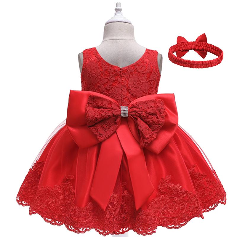 

Girl's Dresses Autumn Winter Baby Girls Dress Born Lace Princess 1st Year Birthday Christmas Costume Infant Party, Red;yellow