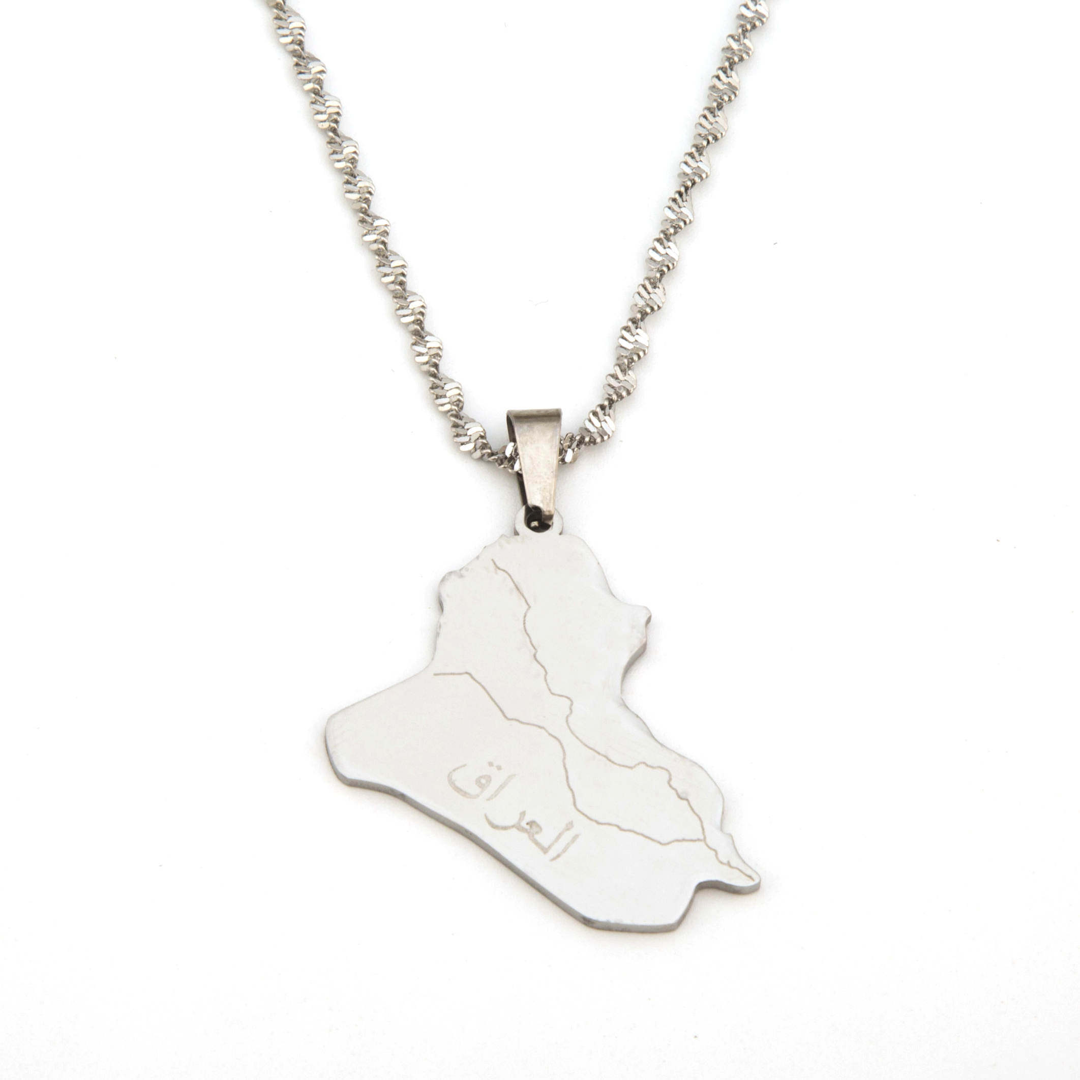 

Iraq Map Pendant Necklace Silver Color Country Maps Necklace Jewelry